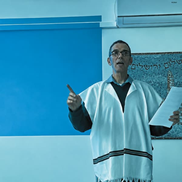 ראובן מודק מרצה ומדבר במופע המהפחה הכסידית